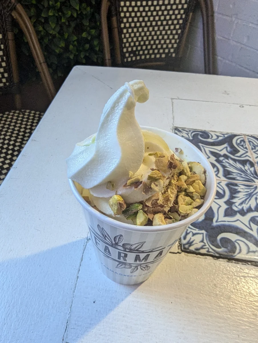 Pistachio Greek Yogurt Soft Serve, Farma Greek