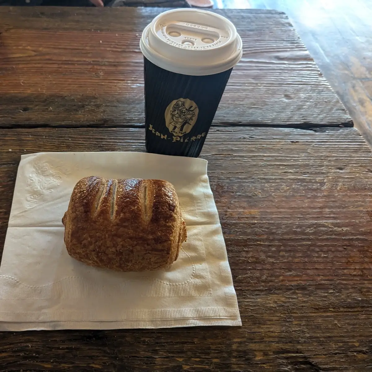 Chocolate Croissant and Cappuccino