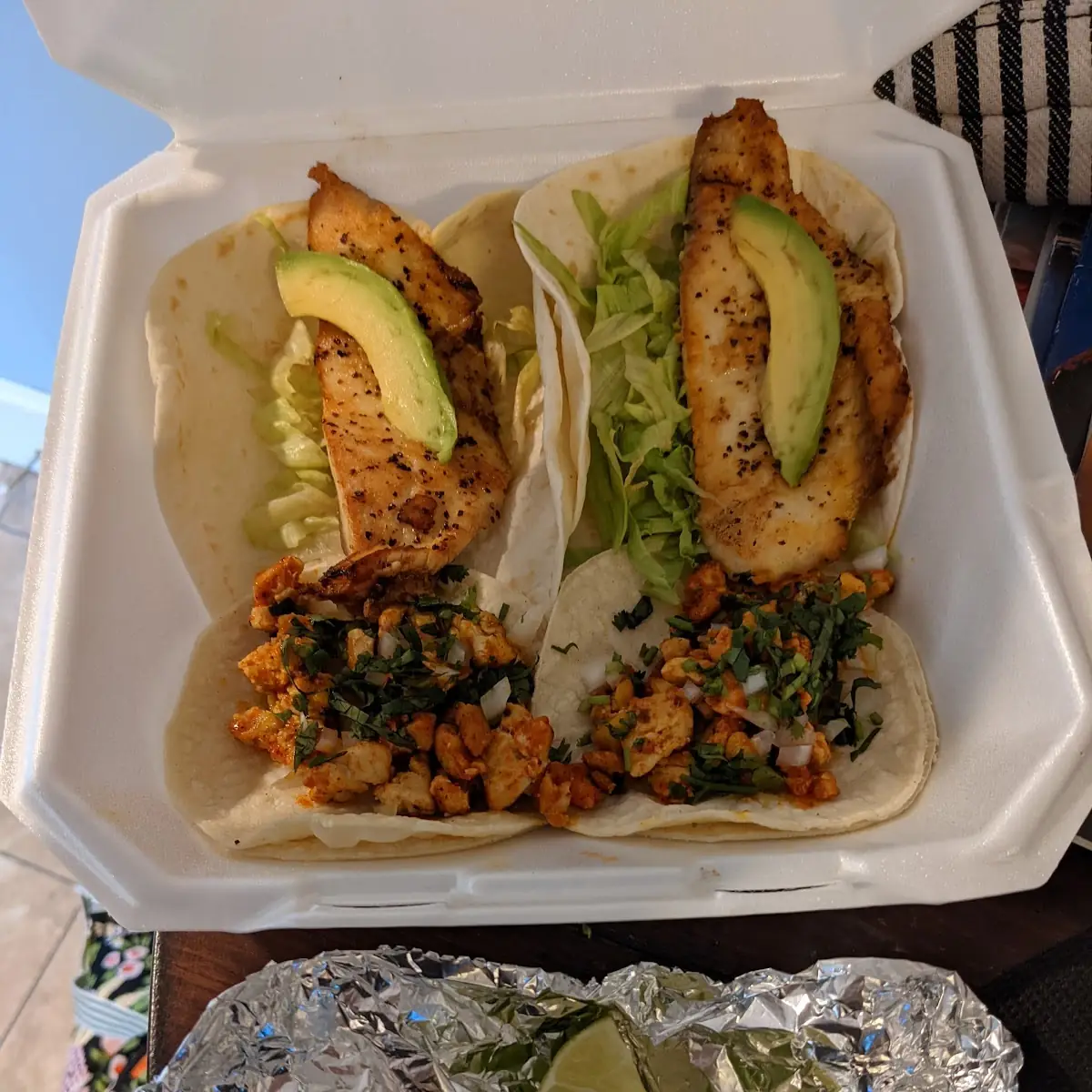 Fish Tacos and Marinated Chicken Breast Tacos