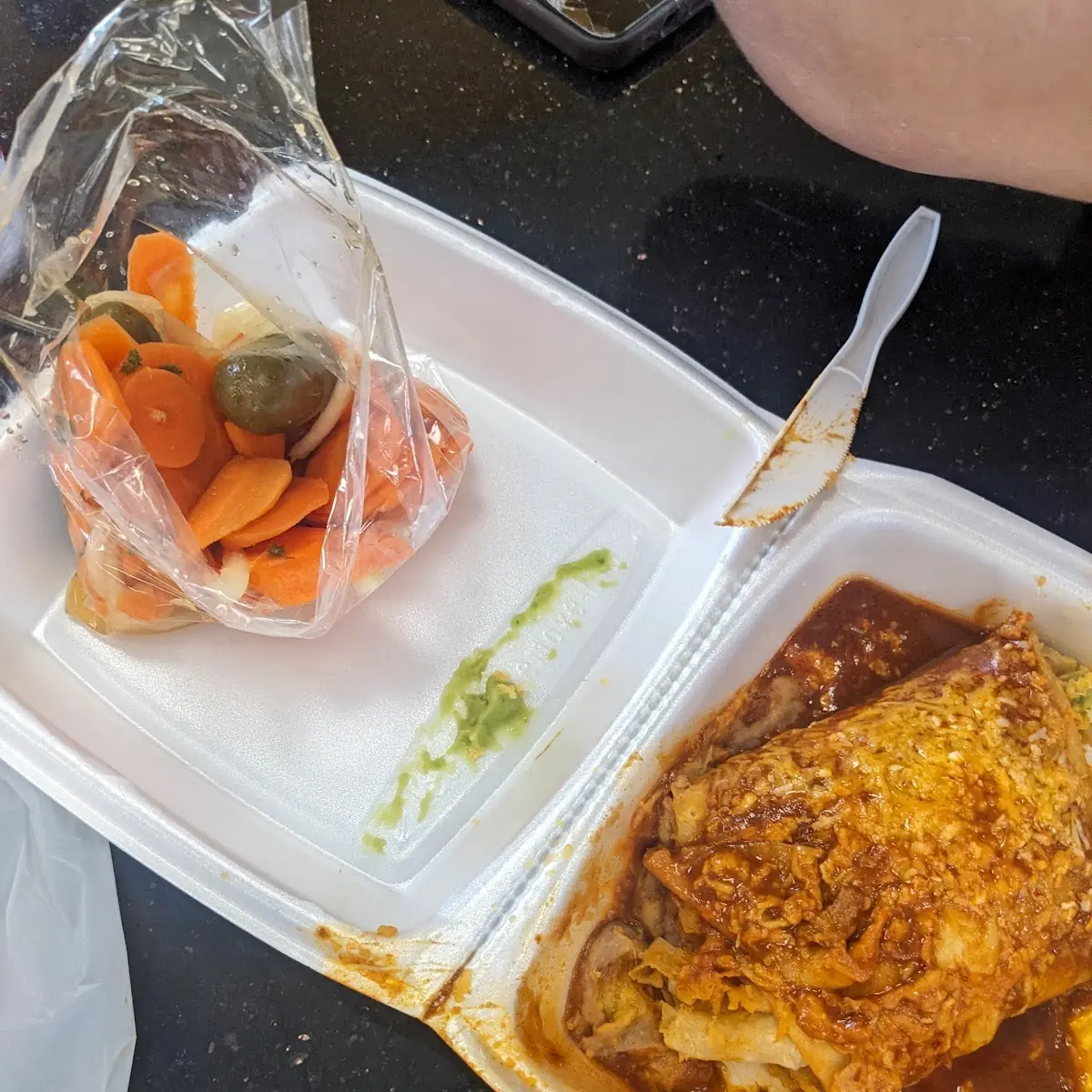Bean and Cheese Burrito Covered in Enchilada Sauce