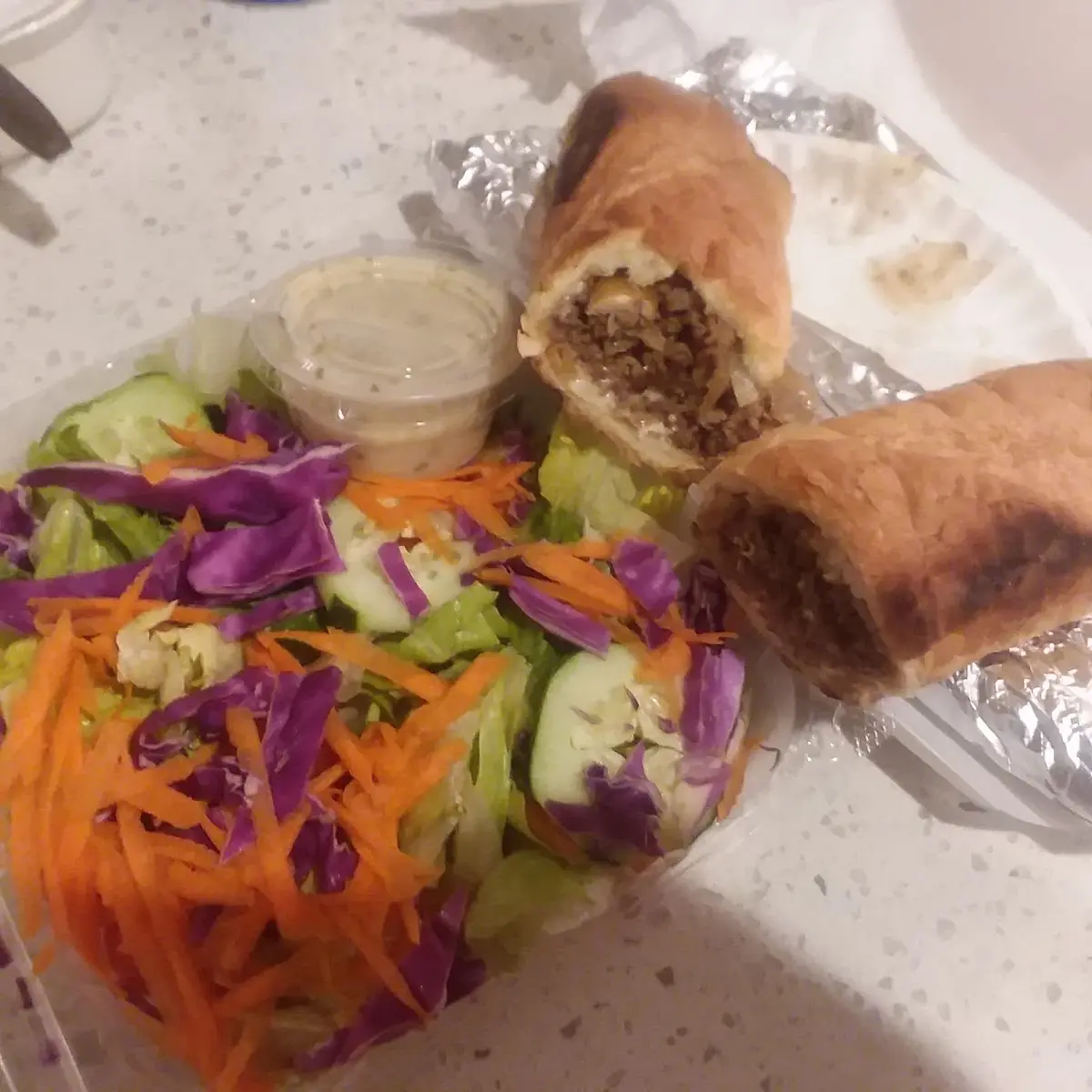 Garden Salad and Cheese Steak Sub