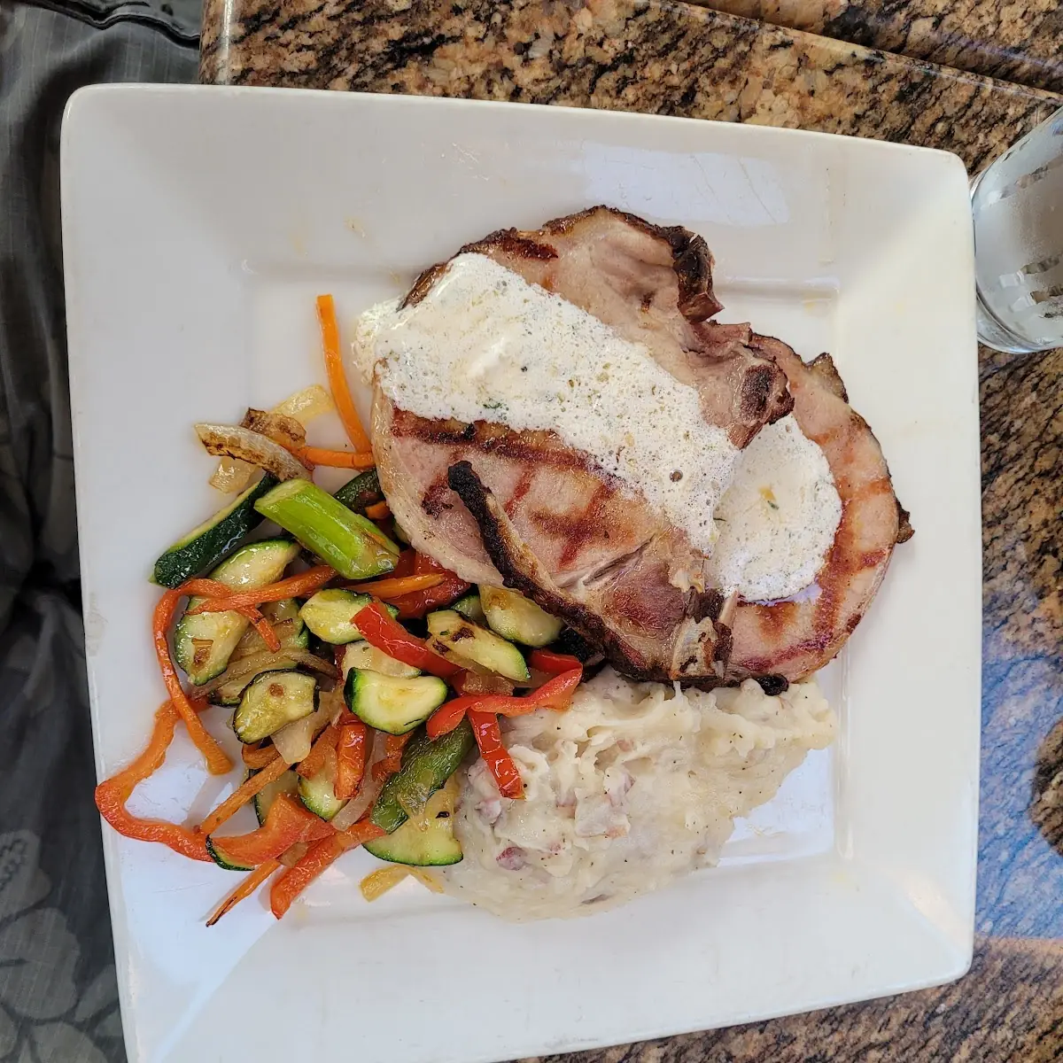Smoked Pork Chops with Mashed Potatoes