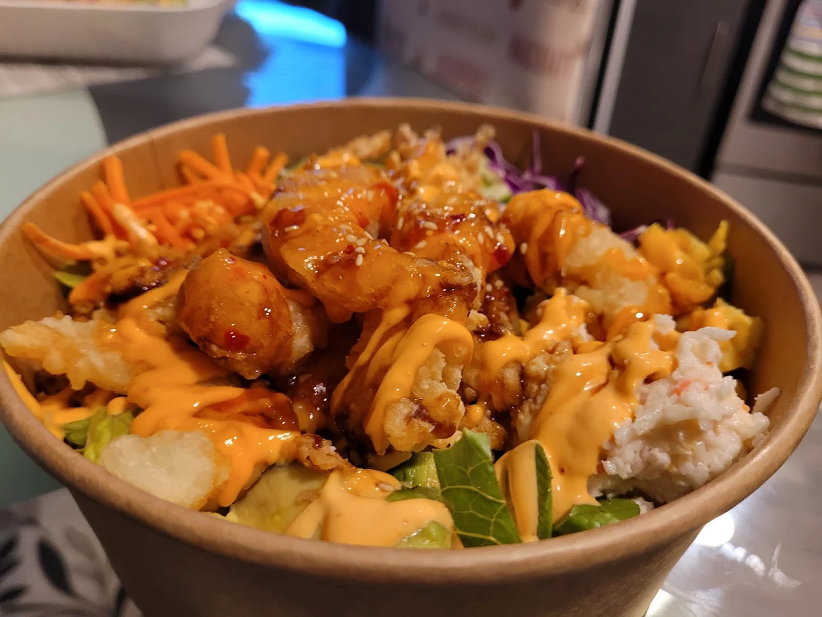 Poki Bowl with Shrimp and Fire Cracker Prawns, TOGO SUSHI