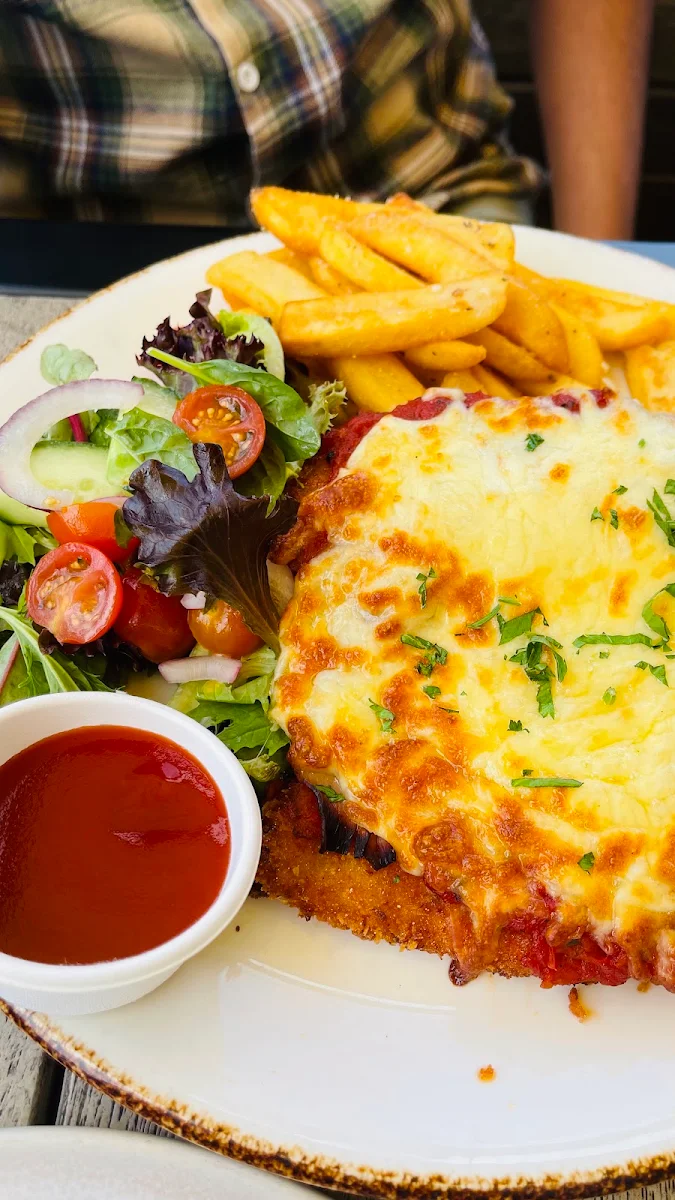 Herbed Crumbed Chicken Parma, La Vallee Cafe/Restaurant Essendon