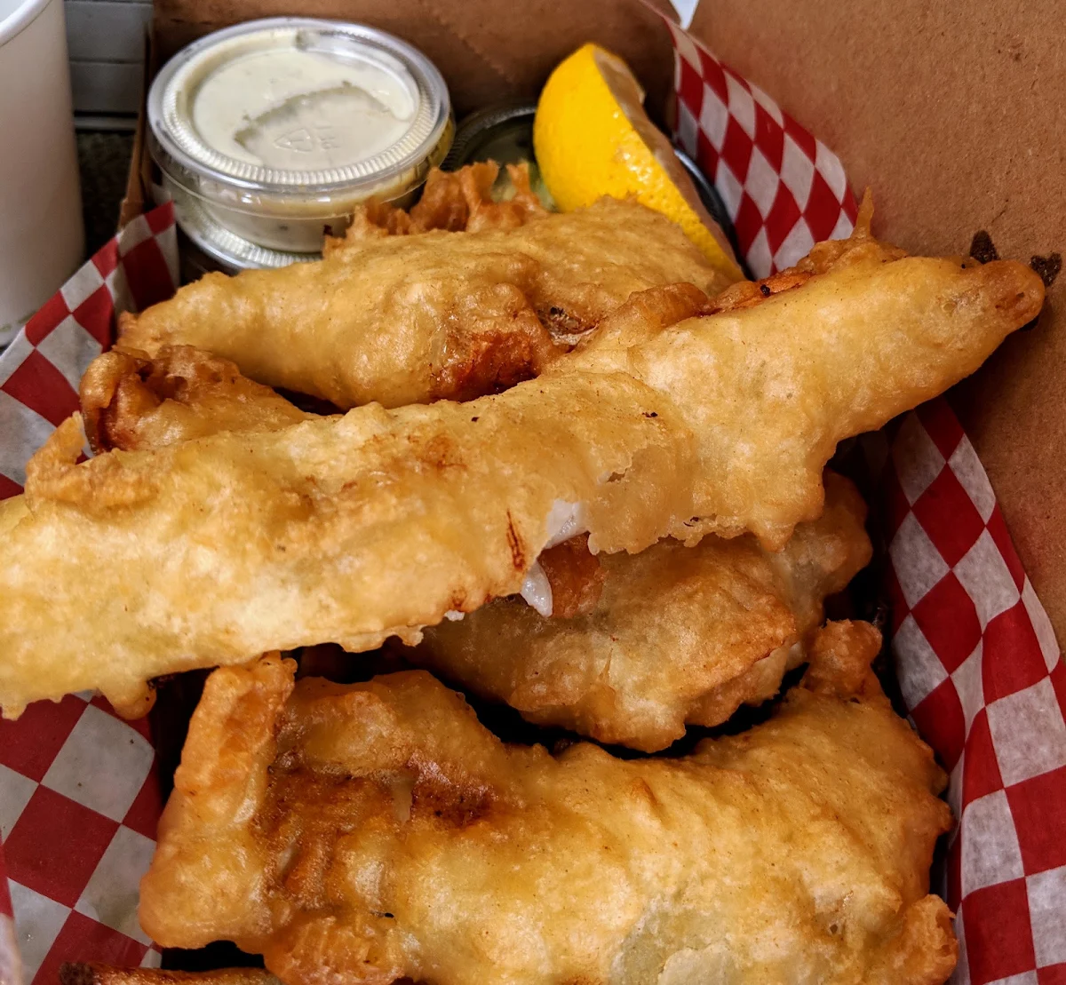 4 Piece Cod with Chips, Chez Serge Takeout