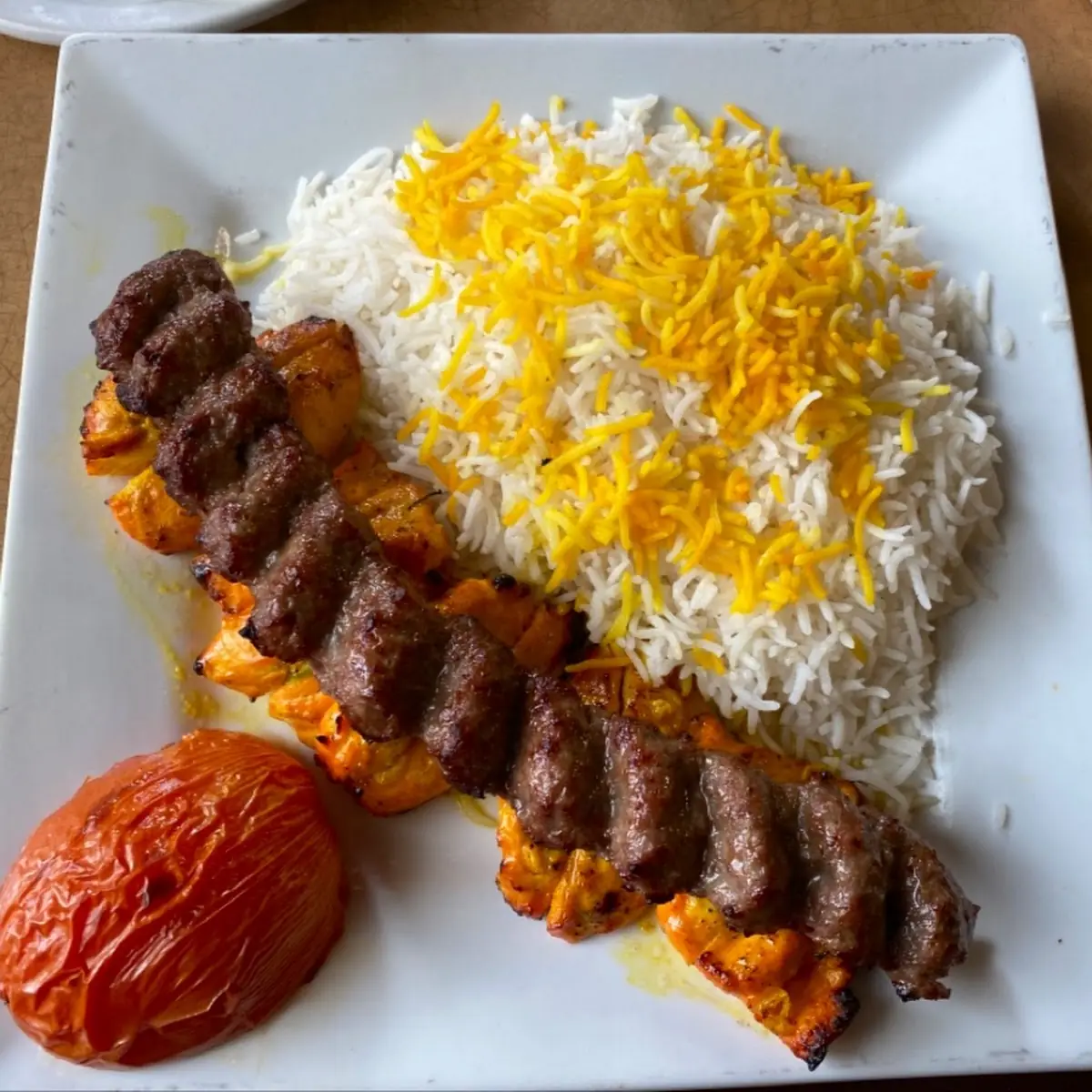 Ground Beef Koobideh with Saffron Rice