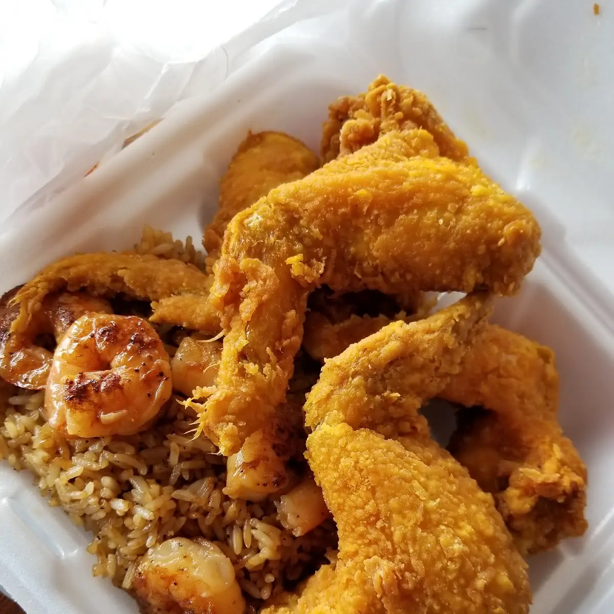 Fried Chicken with Shrimp Fried Rice