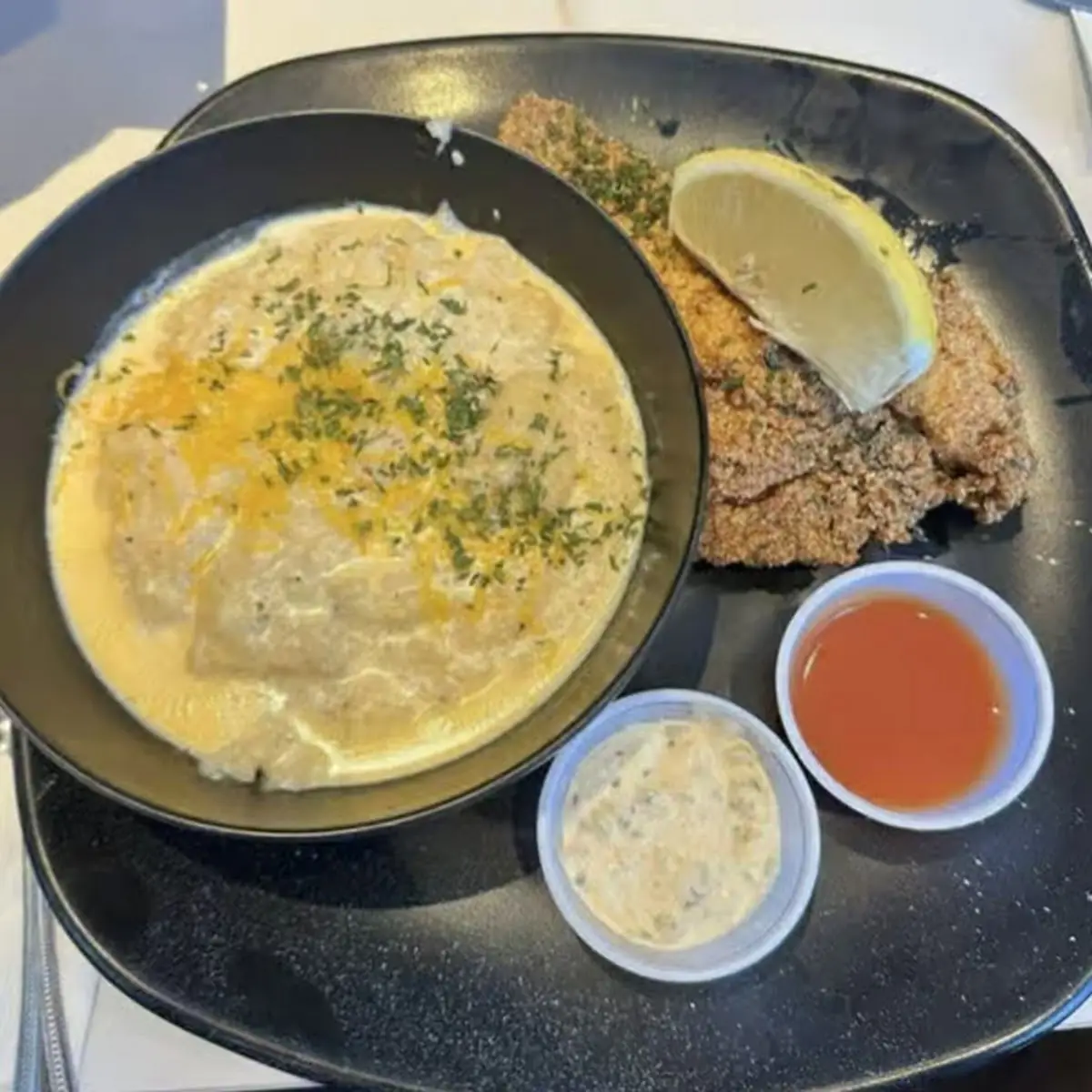 Fried Fish with Shrimp Grits