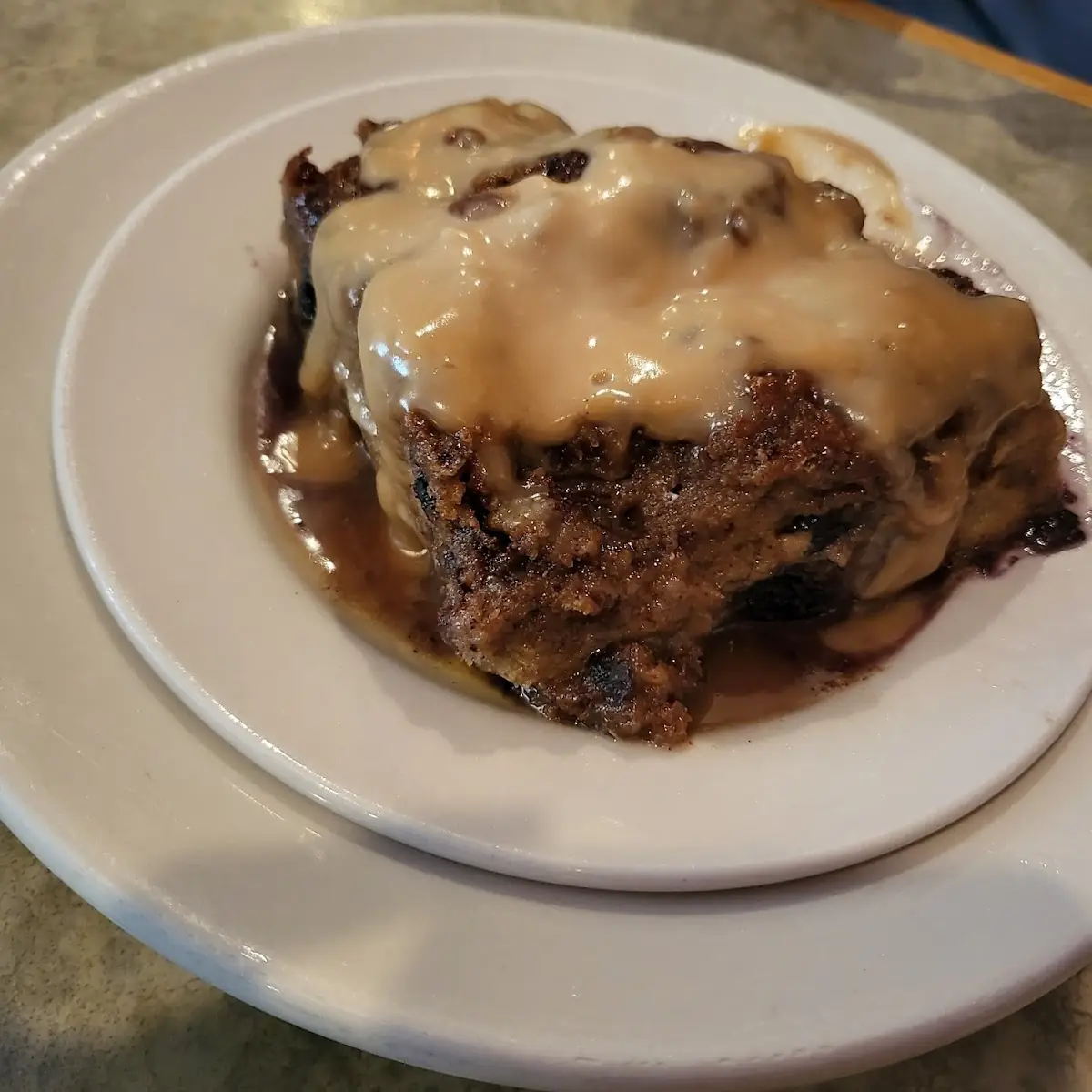 Homemade Blueberry Bread Pudding with Amaretto Sauce