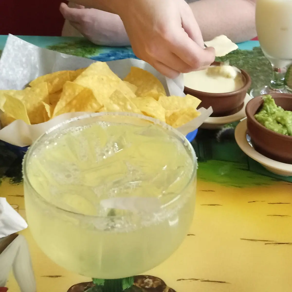 Margarita & Chips and Guacamole Cheese Dip