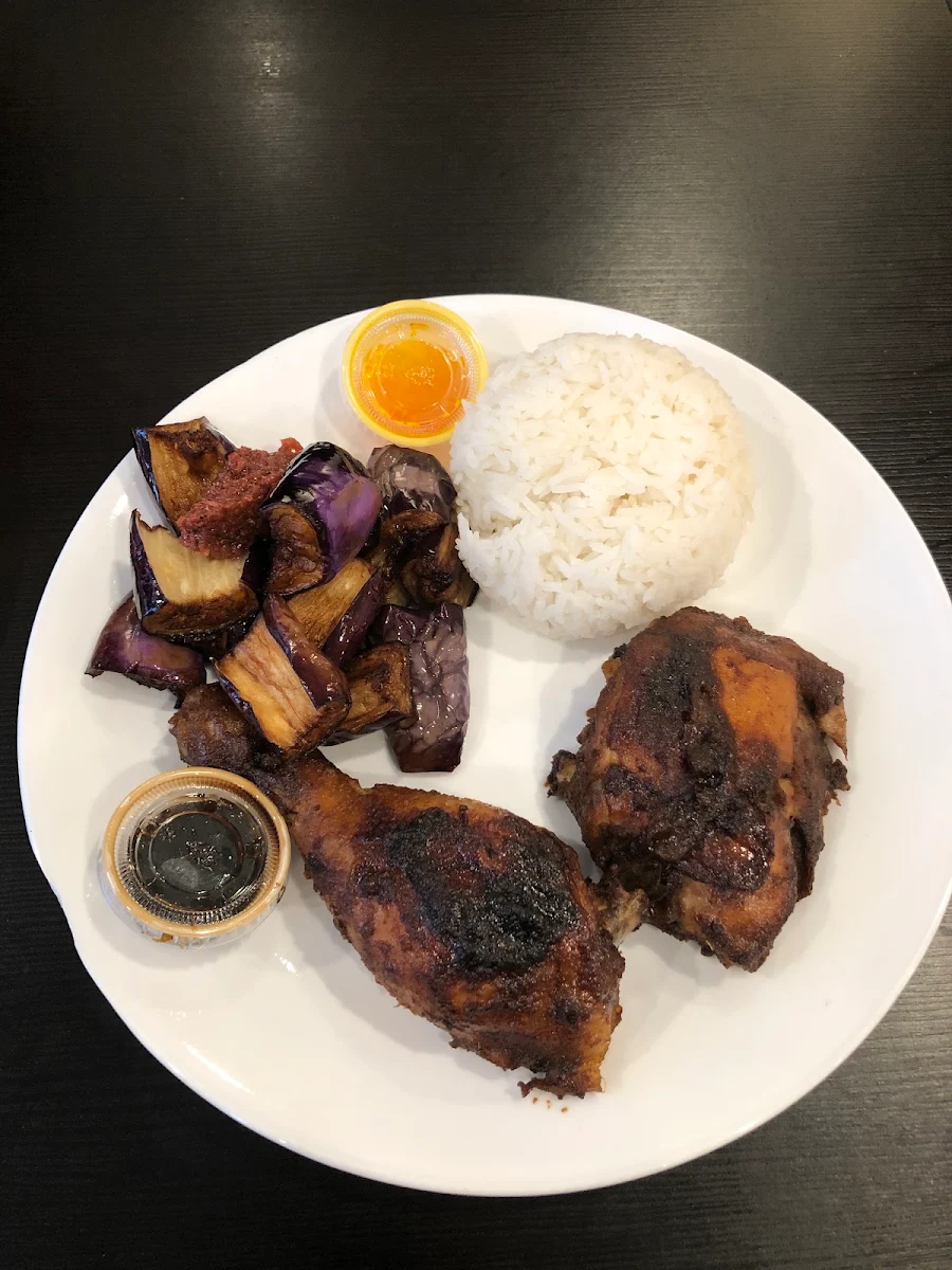 Chicken BBQ 1 PC with Pork Bagnet Rice and Vegetables