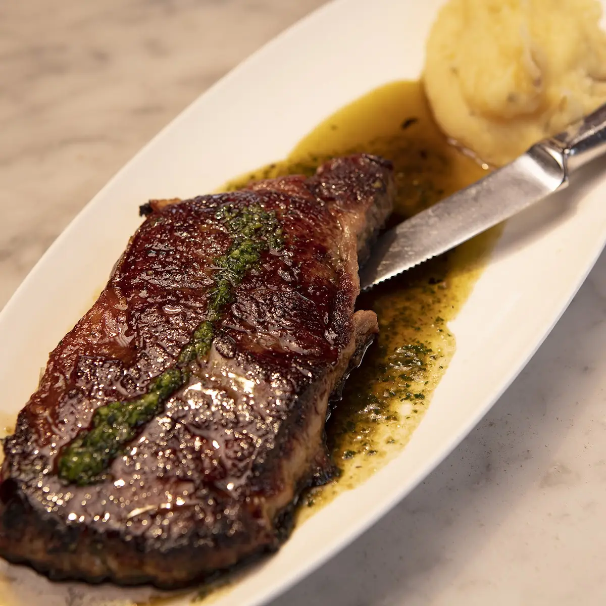 Sizzling Garlic Prime Ribeye Stake