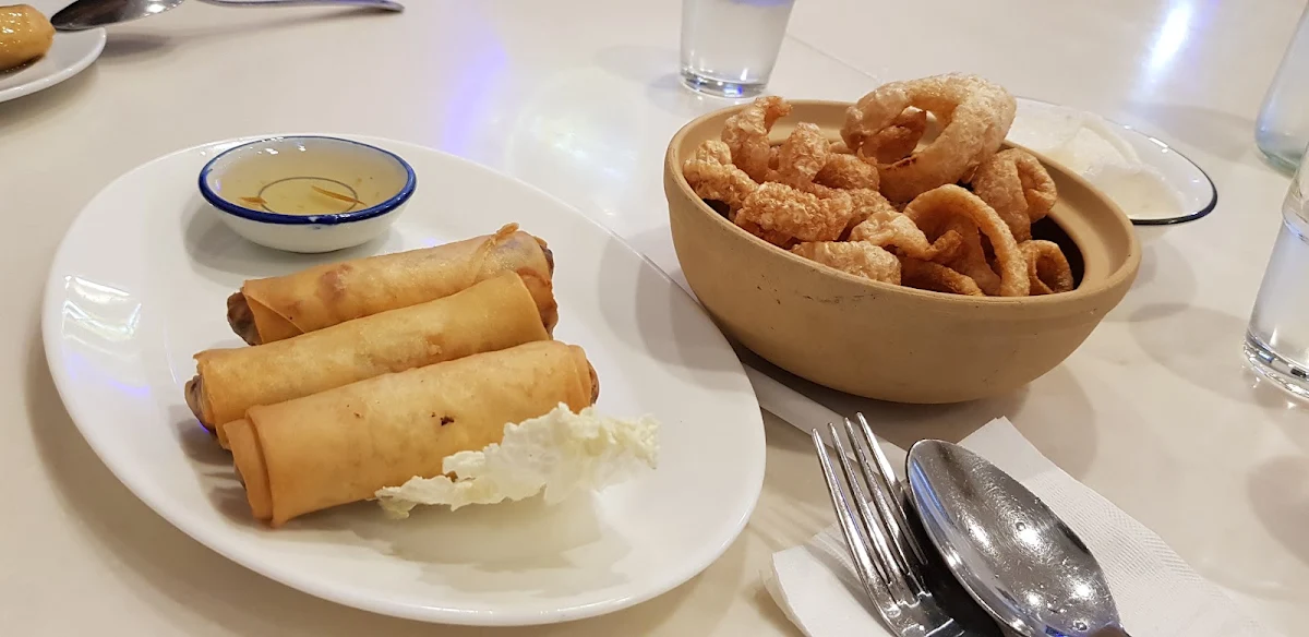 Vegetarian Spring Rolls and Pork Crackling, Edensor Noodle House