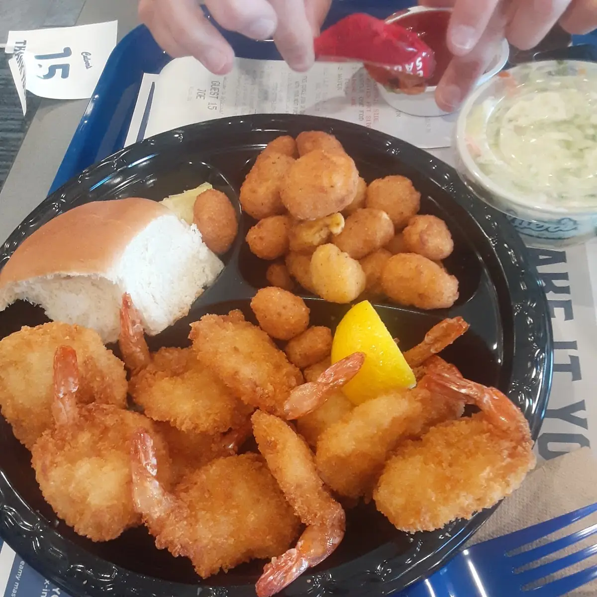 Fried Shrimp Dinner with Cheese Curds