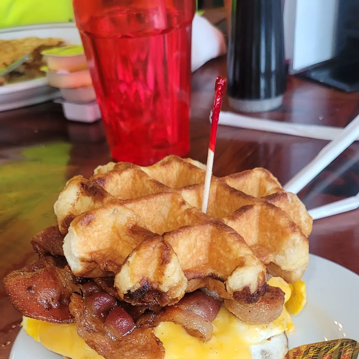 Waffle Breakfast Sandwich with Bacon