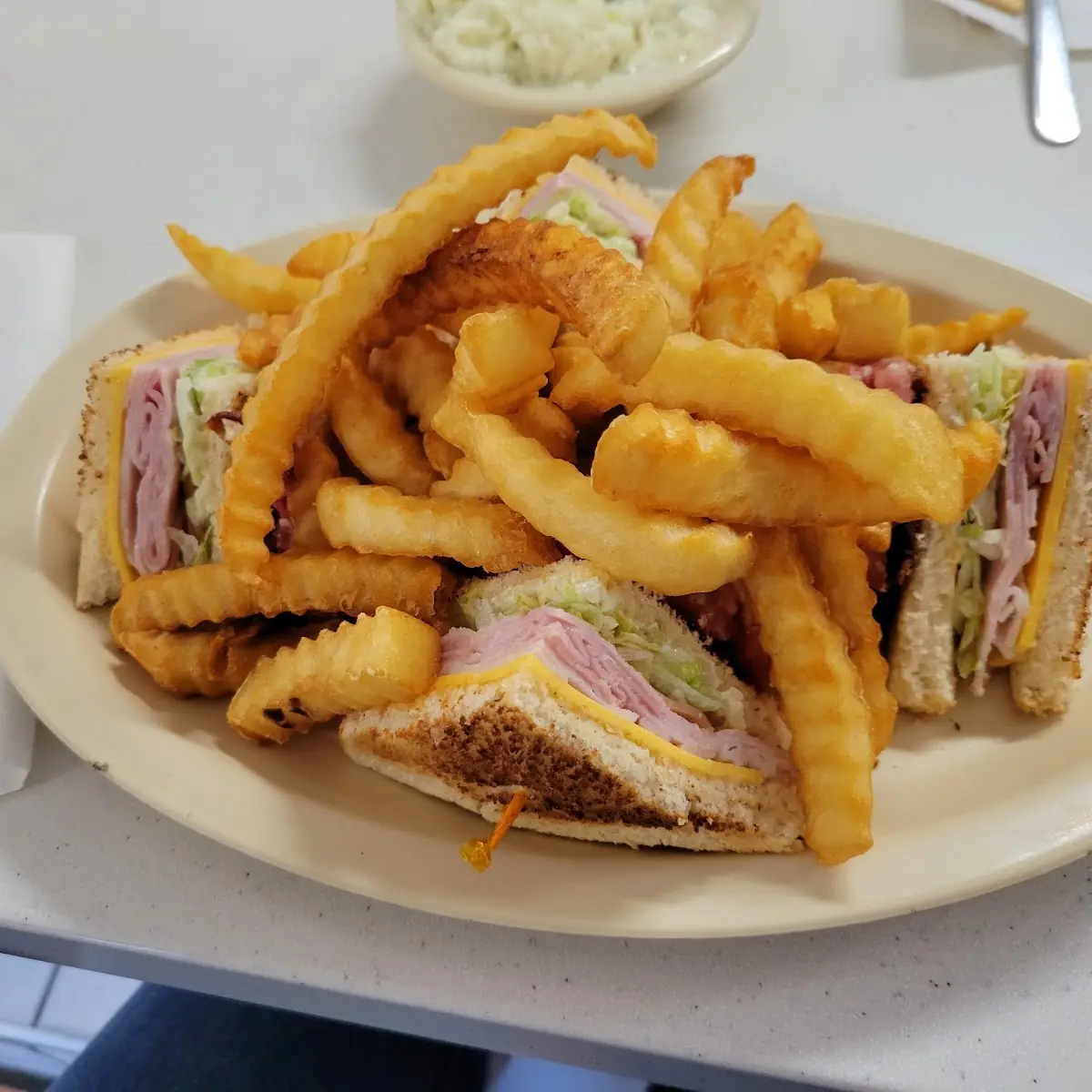 Club Sandwich and Fries