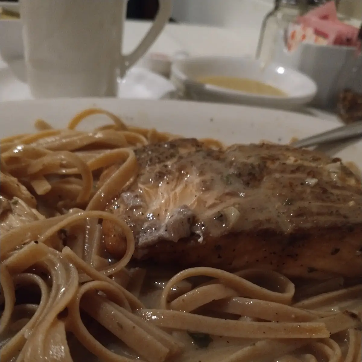 Grilled Salmon in a Light Lemon Sauce