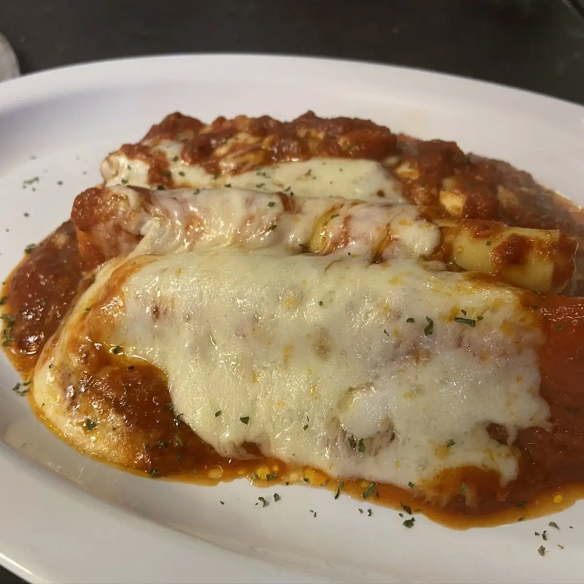 Manicotti with Veal Cutlet Parm