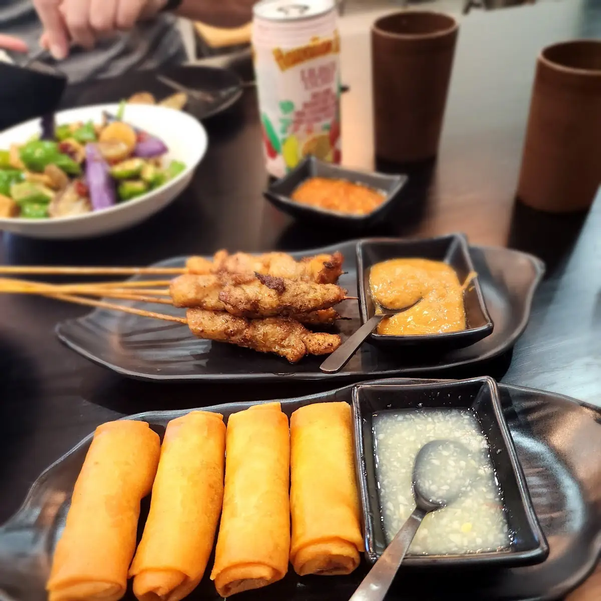 Chicken Satay & Spring Rolls