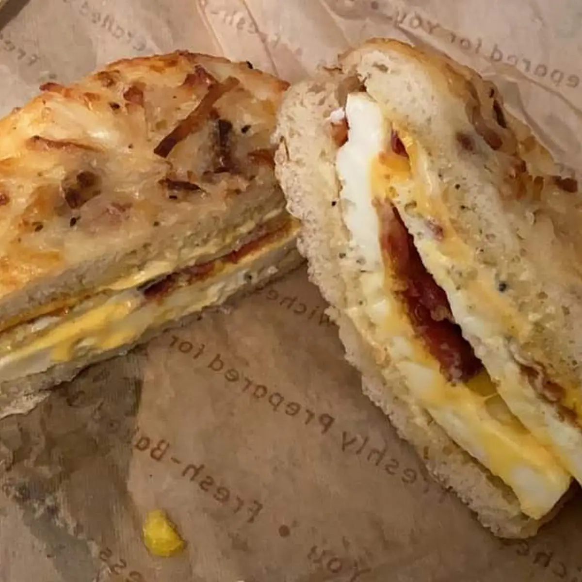 Bacon Egg and Cinnamon Raisin Bagel