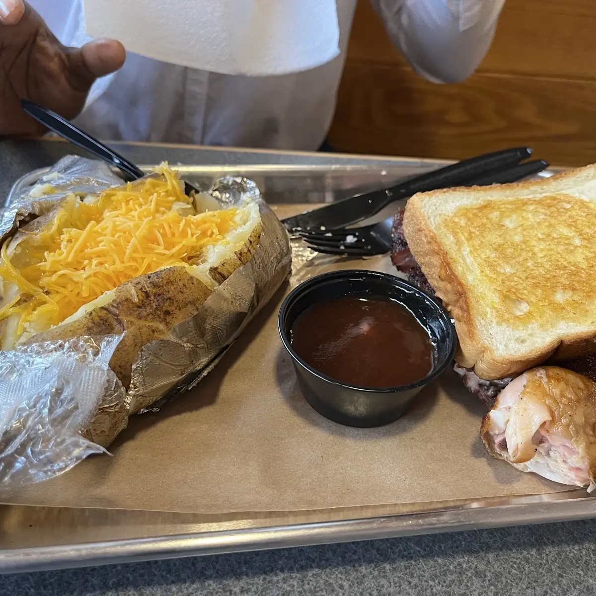 Baked Potato with Pulled Pork Sandwich