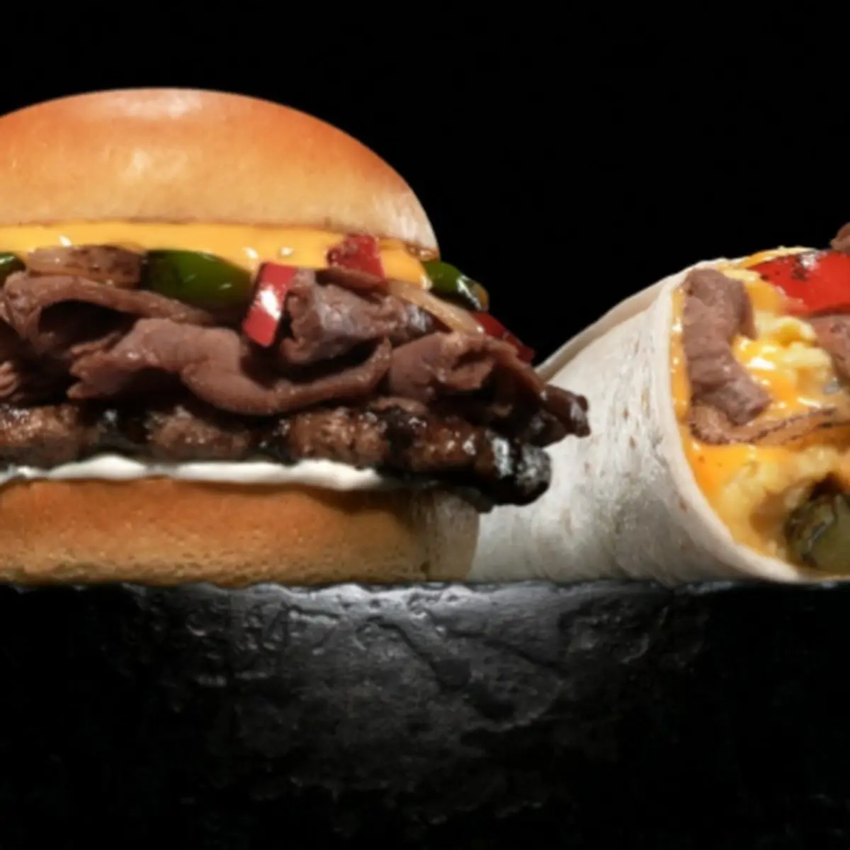 Hardee’S Philly Cheesesteak Sandwich & Philly Cheesesteak Breakfast Burrito