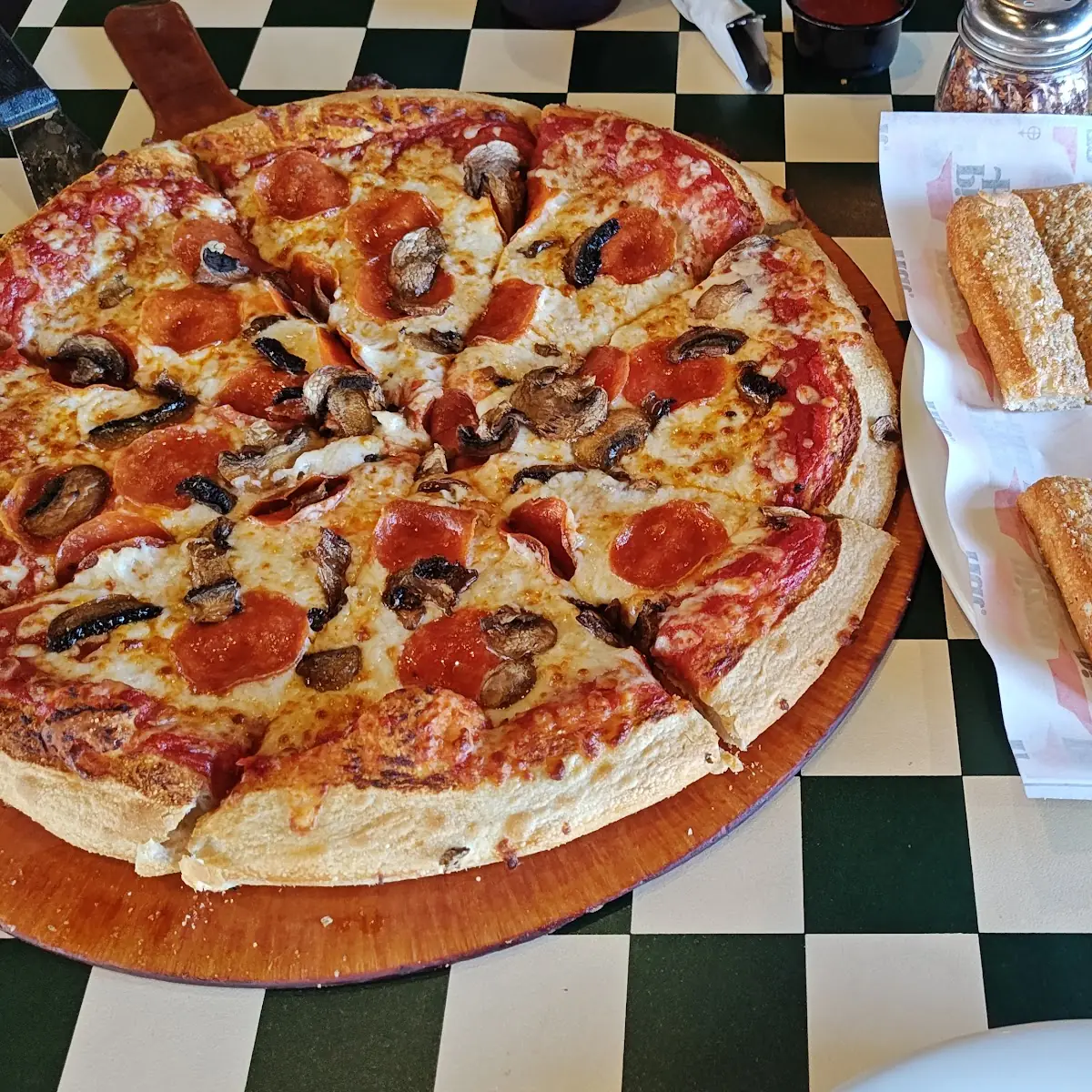 Pepperoni Mushroom Pizza and Breadsticks