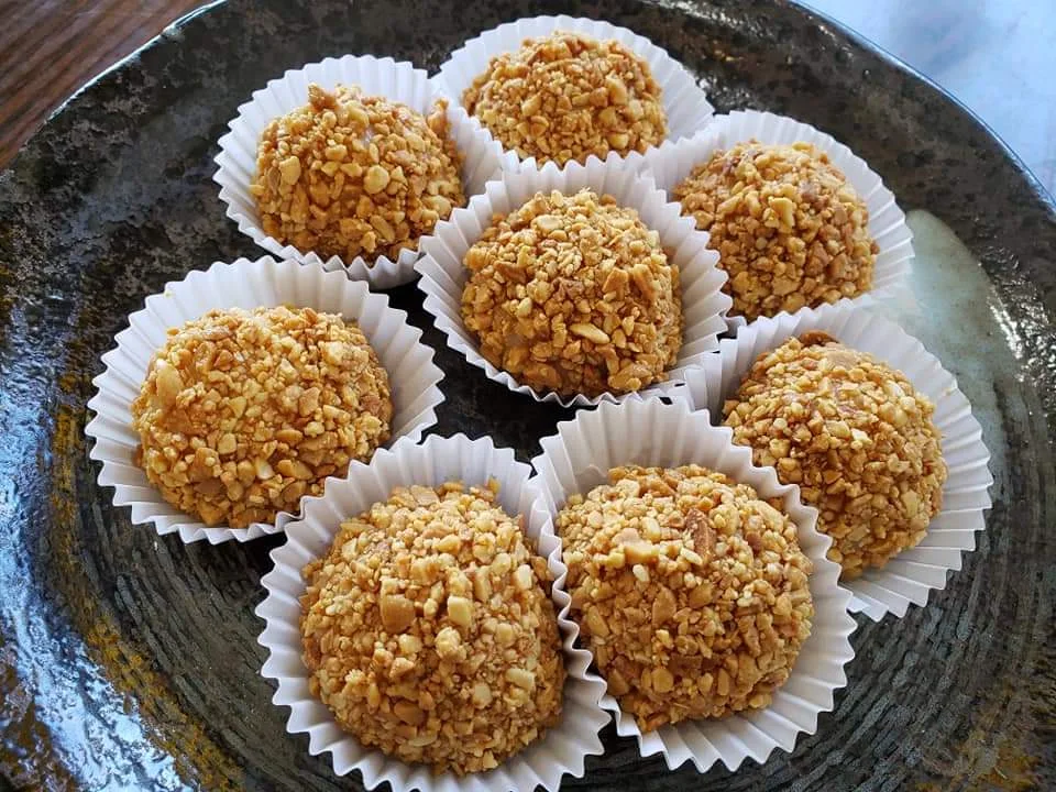 Rice Balls Covered with Ground Peanut, Jasmine Flowers Cuisine