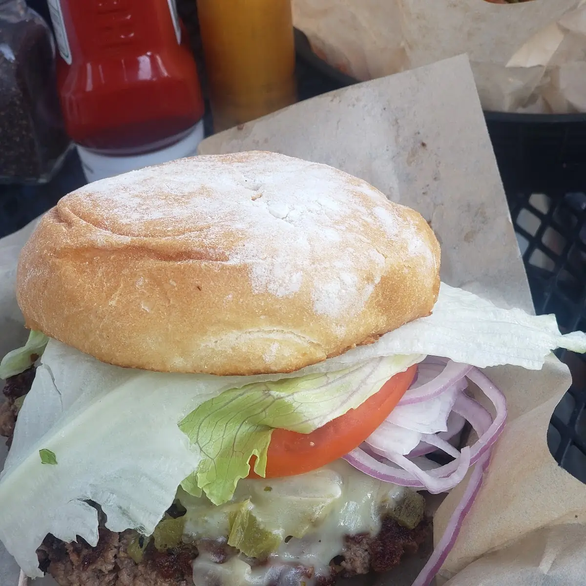 Green Chile Cheeseburger