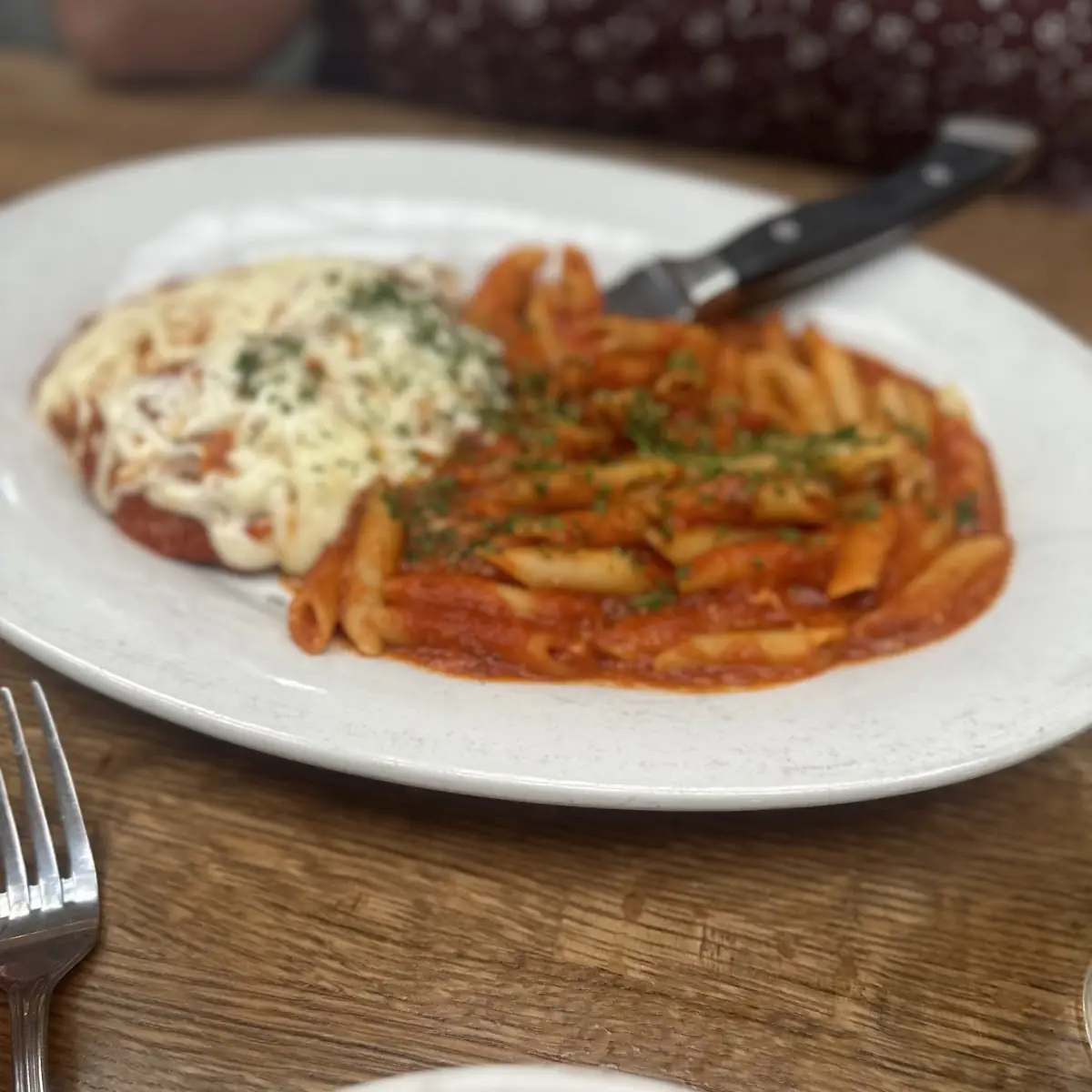 Chicken Parmesan and Carbonara
