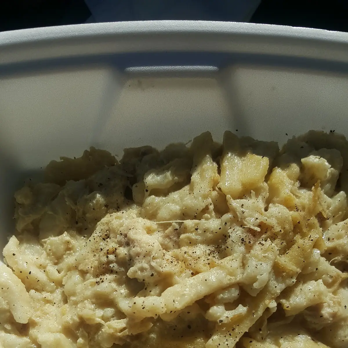 Homemade Chicken and Noodles with Mashed Potatoes