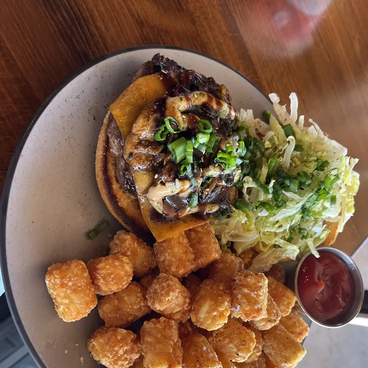 Unagi Burger and Tots