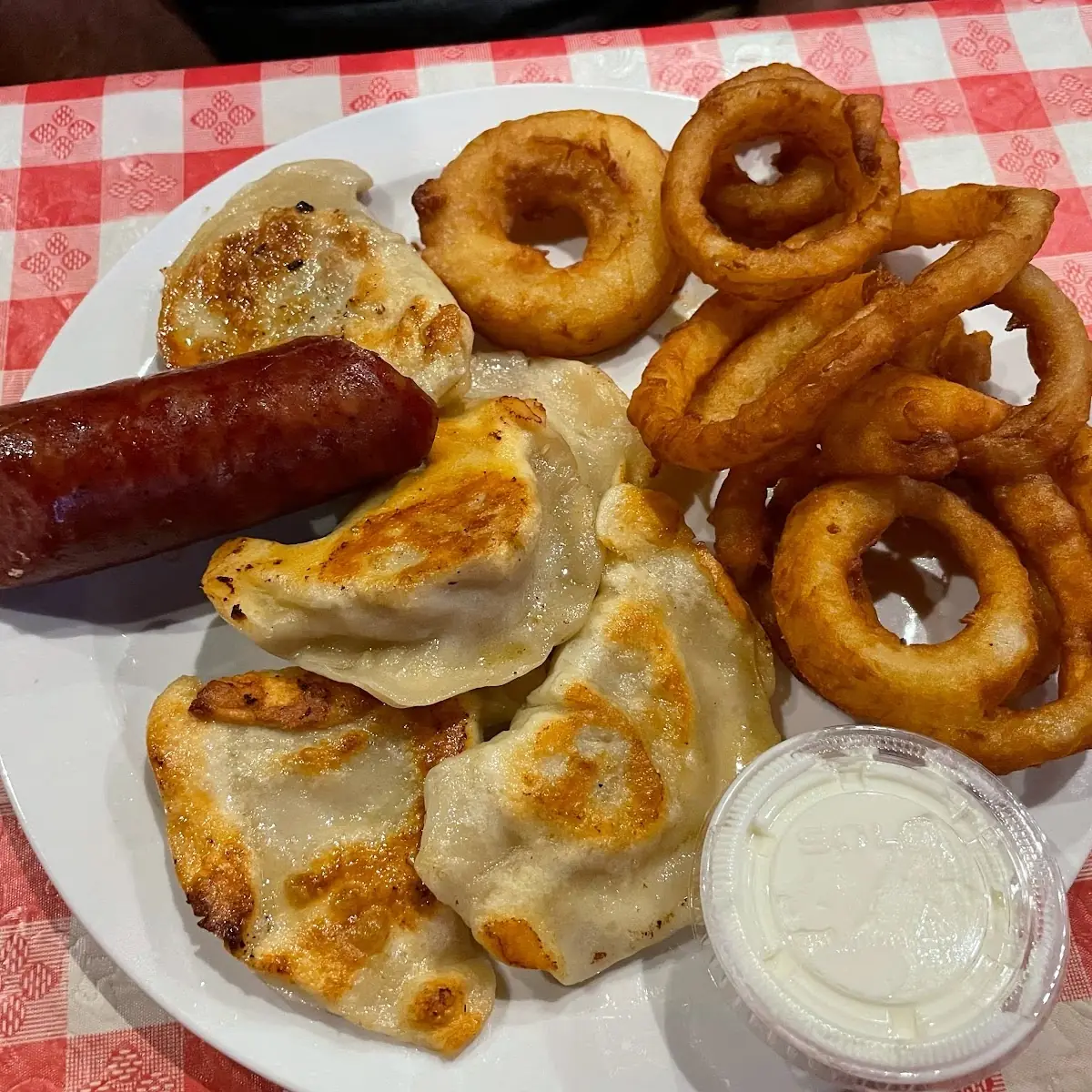 Sausage Pierogi Onion Rings