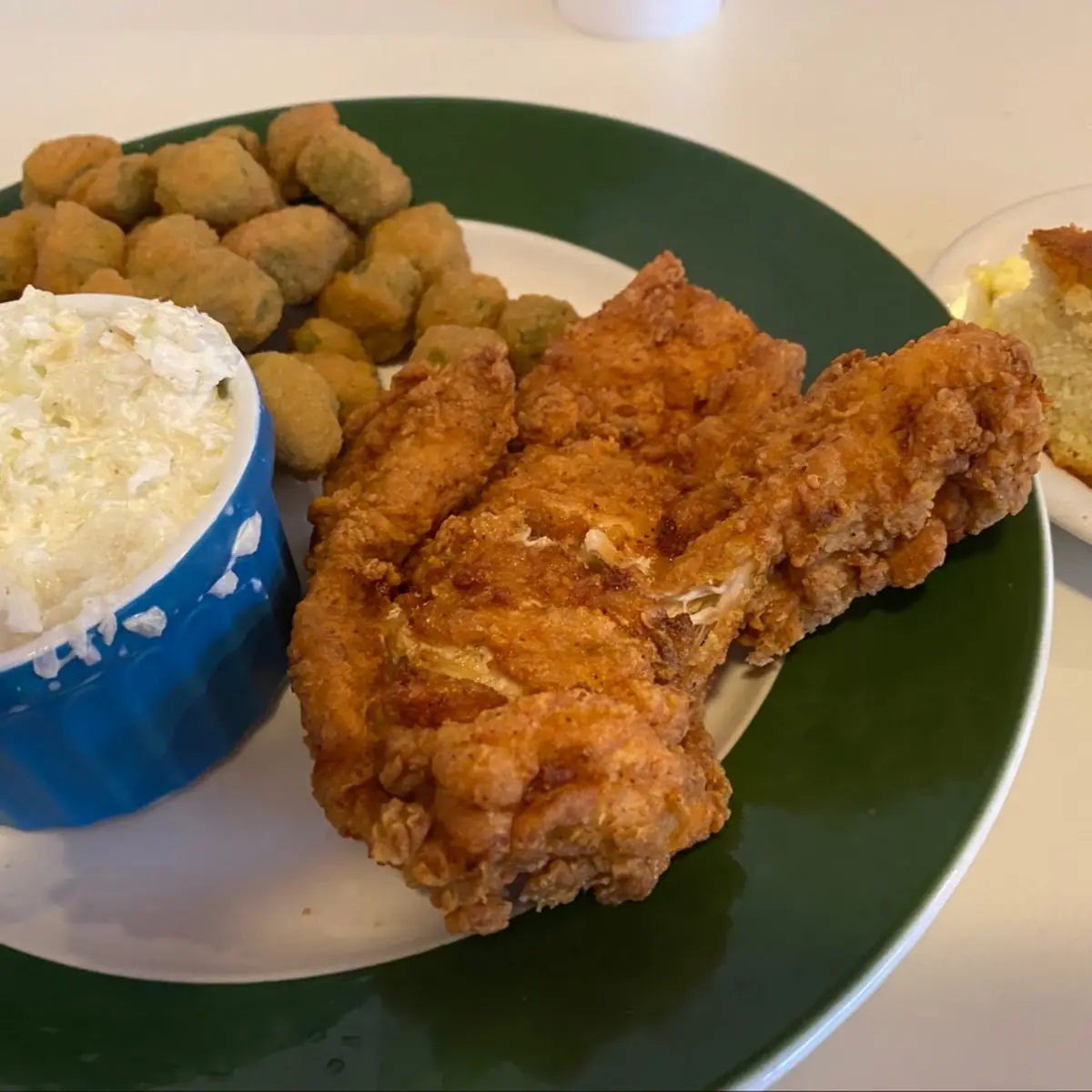 Fried Chicken Coleslaw Salad Fried Okra