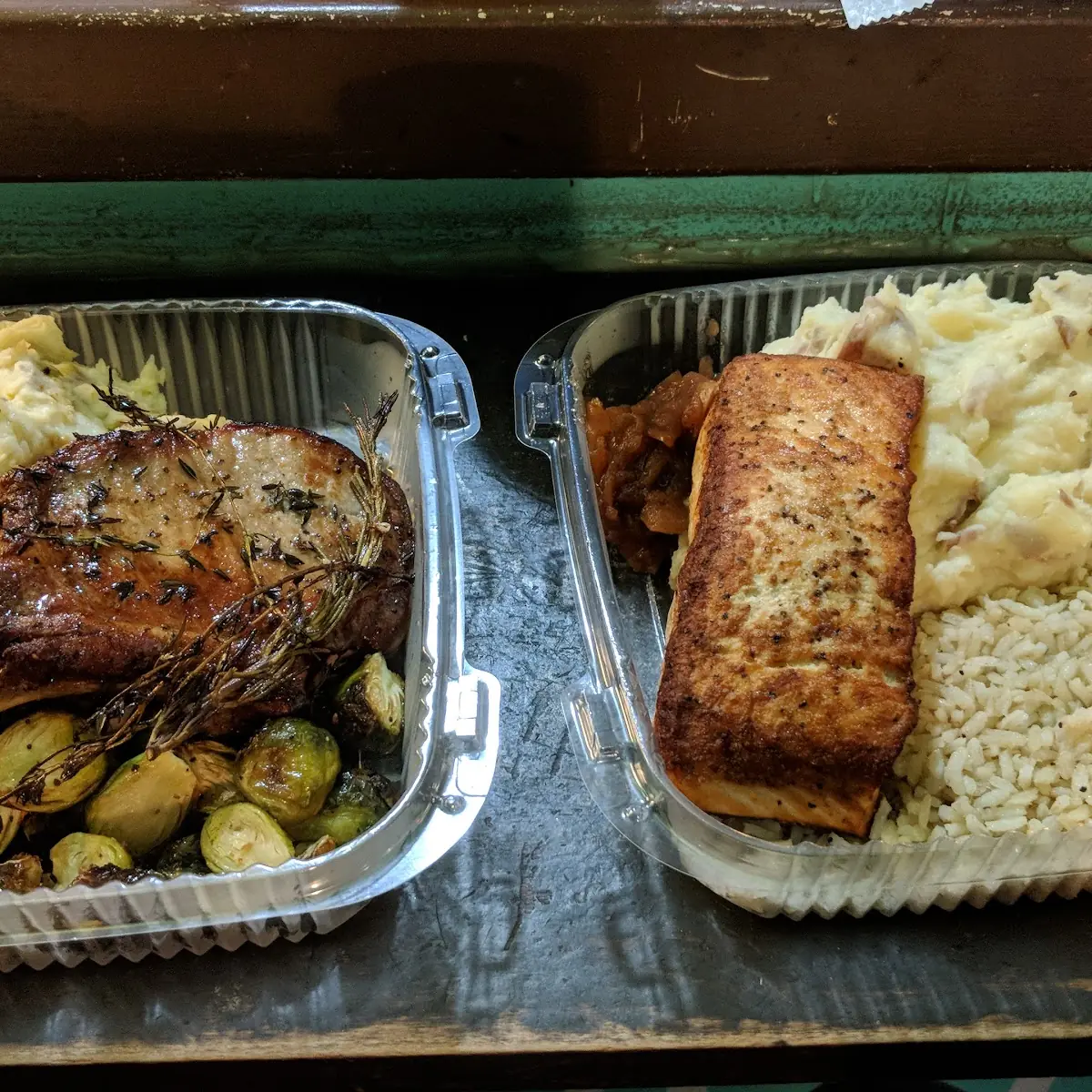 Pork Chops and Salmon Platter