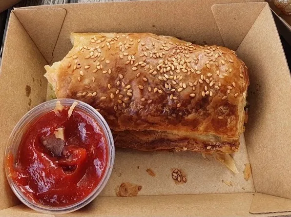 Beef Bolognese Sausage Roll, Custard Canteen