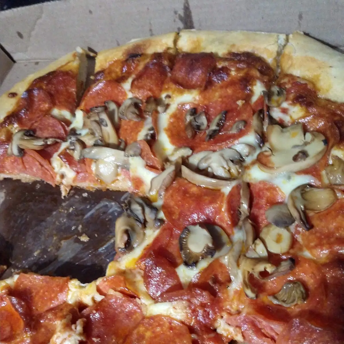Large Pepperoni and Mushroom Pizza