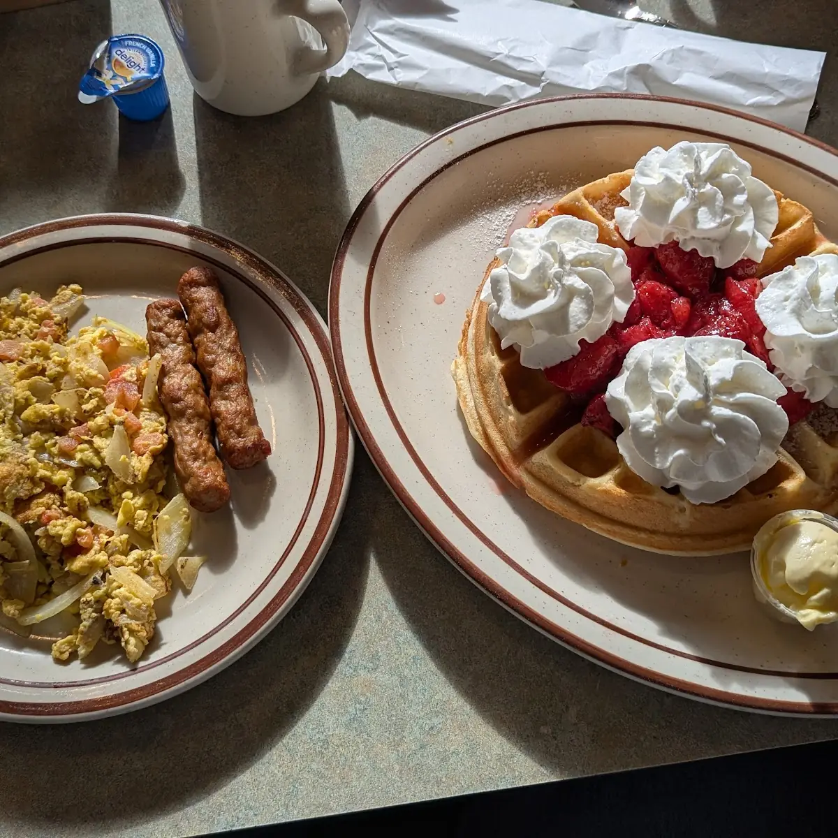 Scrambled Eggs with Belgian Waffle