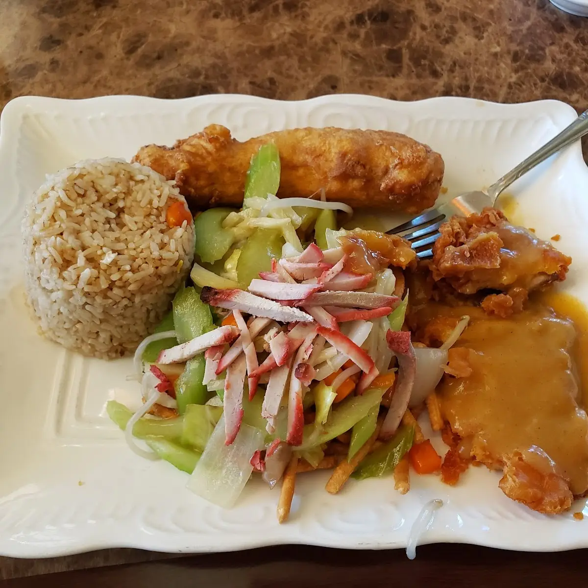 Combo 4 Almond Chicken Egg Roll Lo Mein