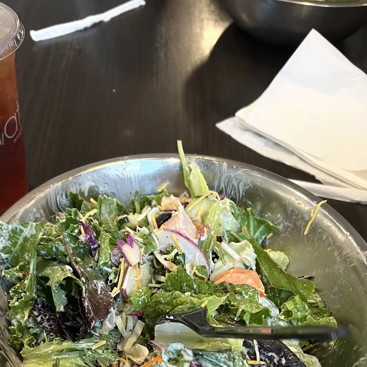 Small House Salad Romain Lettuce Cabbage Carrots Grilled Chicken Cranberries with Ranch Dress