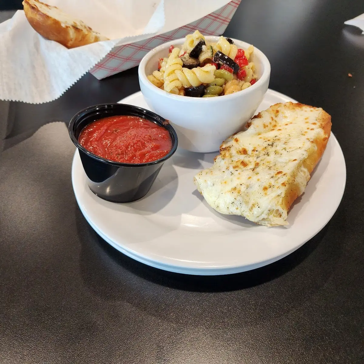 Cheesy Bread with Pasta Salad