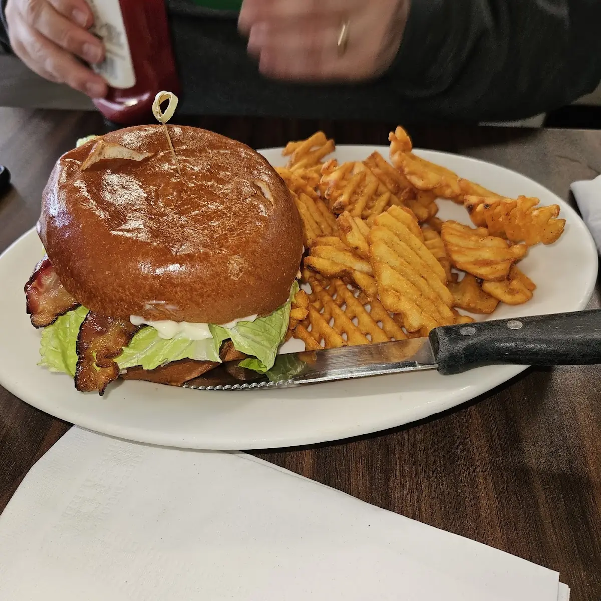 Bacon Cheeseburger with Waffle Fries