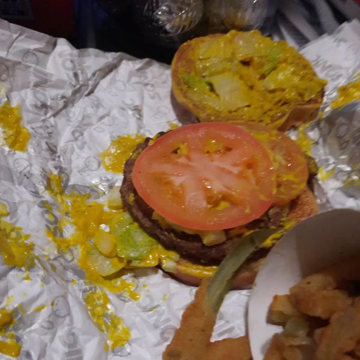 Burger and Pickle Fries