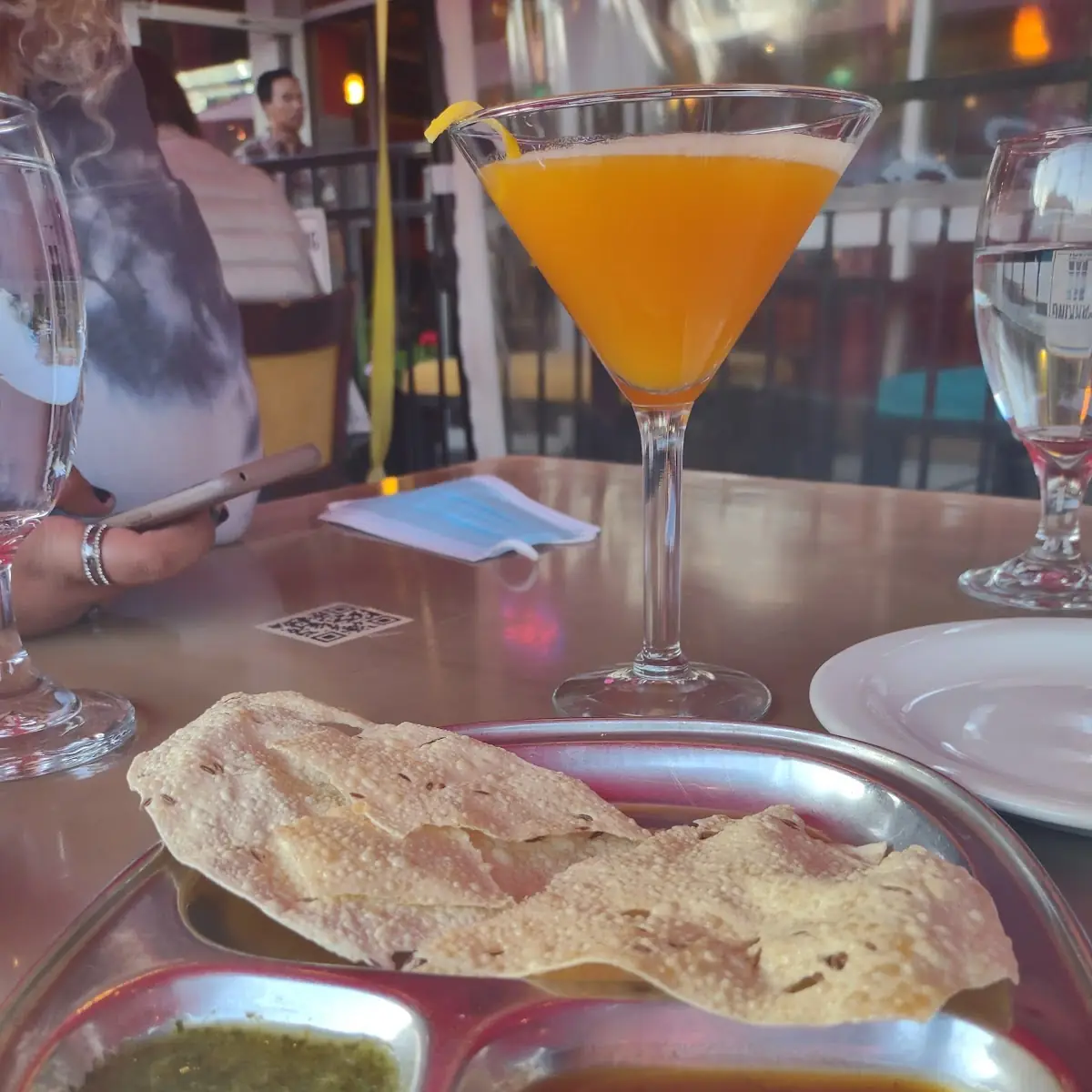 Mint Chutney Tomato Chutney w Chic Pea Cracker