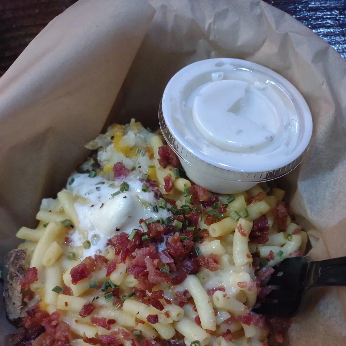 Baked Potato w Mac and Cheese
