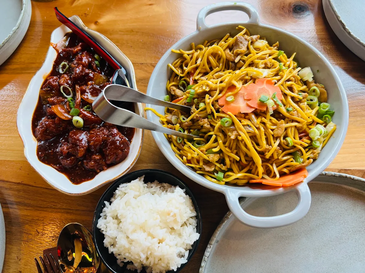 Hakka Noodles with Garlic Chicken