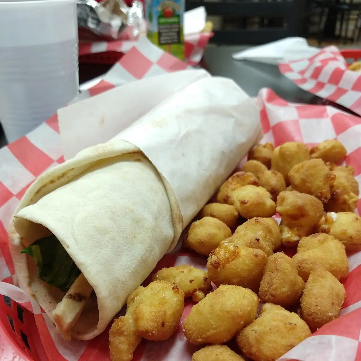 gr's Grilled Chicken Wrap and Cheese Curds