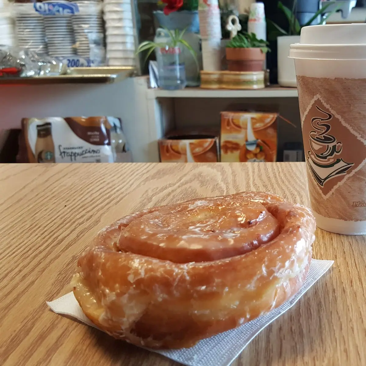 Cinnamon Roll and Coffee