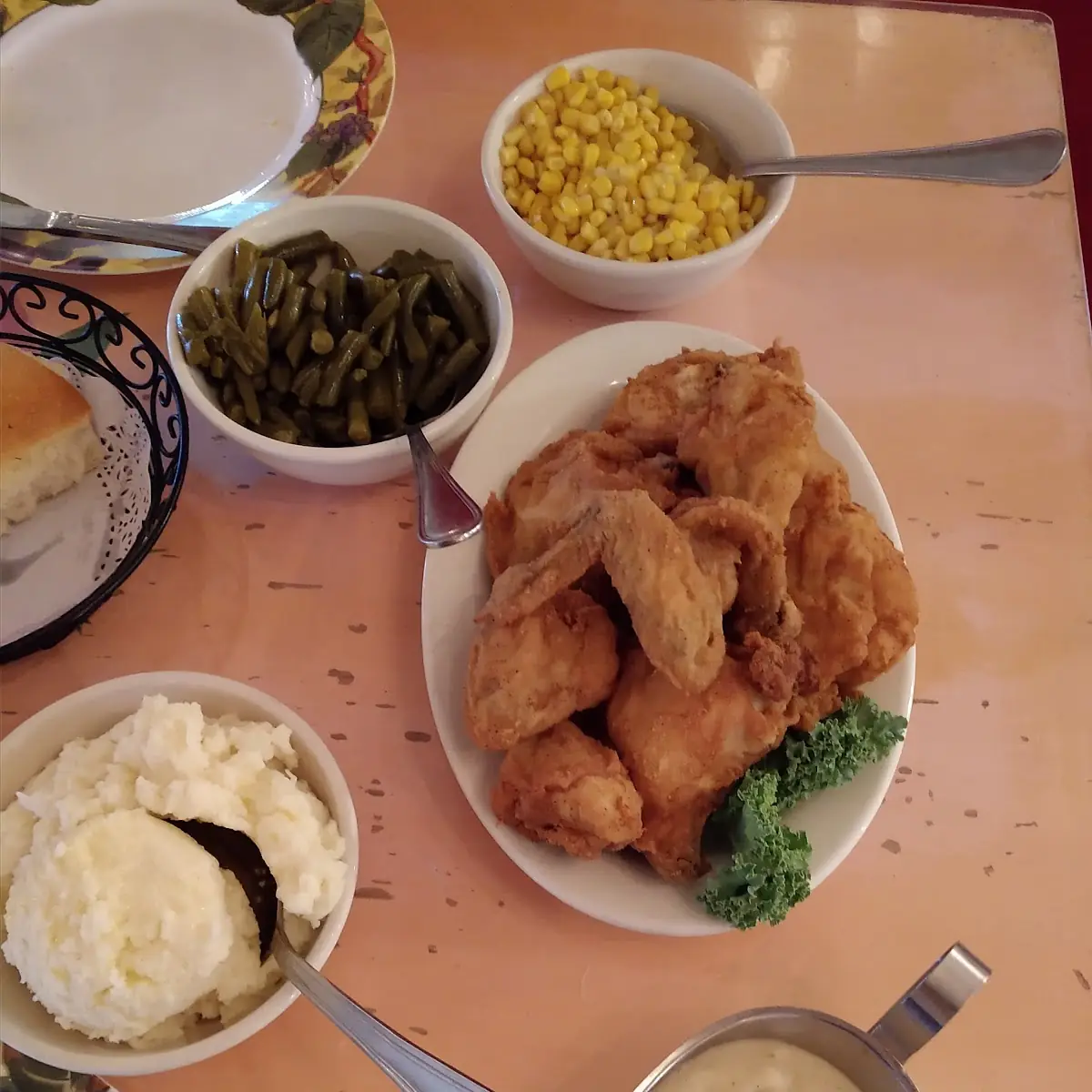 Chicken with Corn Green Beans and Gravy