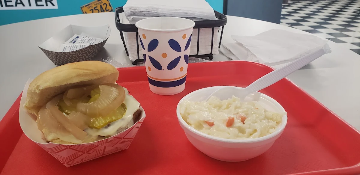 Burger Witb Gravy and Coleslaw